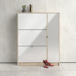 Home affaire Schuhschrank »Shoes Schuhaufbewahrung, Schuhkommode, Schuhregal,« mit 3 Klappen, 2 Böden und 1 Tür, Breite99 cm, Höhe 123 cm