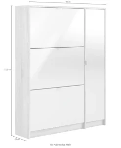 Home affaire Schuhschrank »Shoes Schuhaufbewahrung, Schuhkommode, Schuhregal,« mit 3 Klappen, 2 Böden und 1 Tür, Breite99 cm, Höhe 123 cm