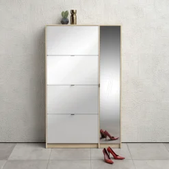 Home affaire Schuhschrank »Shoes Schuhaufbewahrung, Schuhkommode, Schuhregal,« mit 3 Klappen, 2 Böden und 1 Tür, Breite 98,8 cm Höhe 162 cm
