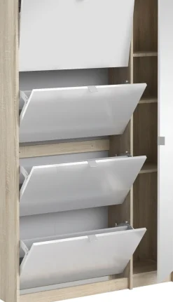 Home affaire Schuhschrank »Shoes Schuhaufbewahrung, Schuhkommode, Schuhregal,« mit 3 Klappen, 2 Böden und 1 Tür, Breite 98,8 cm Höhe 162 cm