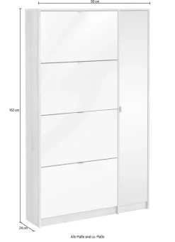 Home affaire Schuhschrank »Shoes Schuhaufbewahrung, Schuhkommode, Schuhregal,« mit 3 Klappen, 2 Böden und 1 Tür, Breite 98,8 cm Höhe 162 cm
