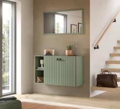 Home affaire Schuhschrank »TATIO, Breite 106 cm, hängend, Rillenopik, offene Fächer« 1 Stk. tlg. Schuhschrank, Schuhkommode, Flurkommode, Kommode, Hängeschrank