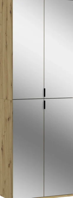 Home affaire Schuhschrank »TRONDHEIM, Höhe 193 cm, 4 Spiegeltüren, 9 Fächer, 7 Einlegeböden« inkl. ausziehbarer Kleiderstange, in verschiedenen Farben erhältlich,Schrank, Hochschramk, Mehrzweckschrank, Universalschrank, Flur, Diele