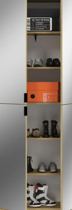 Home affaire Schuhschrank »TRONDHEIM, Höhe 193 cm, 4 Spiegeltüren, 9 Fächer, 7 Einlegeböden« inkl. ausziehbarer Kleiderstange, in verschiedenen Farben erhältlich,Schrank, Hochschramk, Mehrzweckschrank, Universalschrank, Flur, Diele