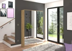 Home affaire Schuhschrank »TRONDHEIM, Höhe 193 cm, 4 Spiegeltüren, 9 Fächer, 7 Einlegeböden« inkl. ausziehbarer Kleiderstange, in verschiedenen Farben erhältlich,Schrank, Hochschramk, Mehrzweckschrank, Universalschrank, Flur, Diele