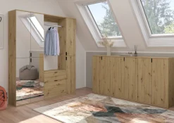 Home affaire Schuhschrank »TRONDHEIM, Höhe 193 cm, 4 Spiegeltüren, 9 Fächer, 7 Einlegeböden« inkl. ausziehbarer Kleiderstange, in verschiedenen Farben erhältlich,Schrank, Hochschramk, Mehrzweckschrank, Universalschrank, Flur, Diele