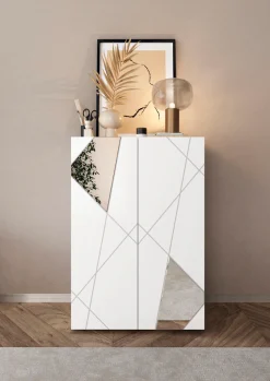 Home affaire Schuhschrank »Vittoria, Breite 78 cm« mit Spiegel und Siebdruck