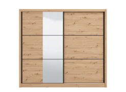 Home affaire Schwebetürenschrank »Navara Kleiderschrank mit Spiegel Wäscheschrank Garderobe« Kleiderschrank mit Spiegel, FSC®-zertifiziert, 242,5x215,5x61cm