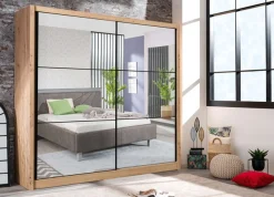 Home affaire Schwebetürenschrank »Navara Kleiderschrank mit Spiegel Wäscheschrank« mit kompletter Spiegelfront, FSC®-zertifiziert, 213,5x215,5x61cm