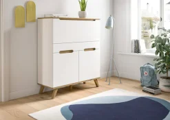 Home affaire Sekretär »Alesund, Höhe 118cm, 2 Türen, 1 Schubkasten,konischer Fuß, Scandi-Look« Anrichte, Schrank, Kommode, Midischrank, Wohnmöbel, Wohnzimmer
