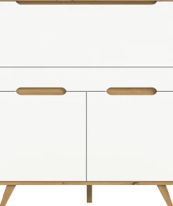 Home affaire Sekretär »Alesund, Höhe 118cm, 2 Türen, 1 Schubkasten,konischer Fuß, Scandi-Look« Anrichte, Schrank, Kommode, Midischrank, Wohnmöbel, Wohnzimmer