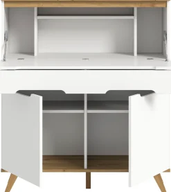Home affaire Sekretär »Alesund, Höhe 118cm, 2 Türen, 1 Schubkasten,konischer Fuß, Scandi-Look« Anrichte, Schrank, Kommode, Midischrank, Wohnmöbel, Wohnzimmer