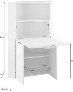 Home affaire Sekretär »Dalia, Sekretär,« Eckschreibtisch mit Stauraum, Breite 90 cm, Made in Italy