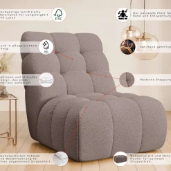 Home affaire Sessel »AURELIAN, Love Seat XXL, Lese-Sessel, Big-Sessel« mit Wellenunterfederung, Velours, Struktur fein, Struktur grob