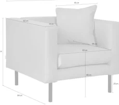Home affaire Sessel »Lillibeth Cocktailsessel, Loungesessel, Maße B/T/H: 90/74/83 cm« Zierkissen als Wendekissen 45x45 cm, in Samtoptik oder Cord