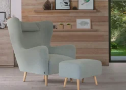 Home affaire Sessel »Telford auch in Fellimitat, Sessel B/T/H: 77/92/106 cm« wahlweise mit und ohne Hocker, in vielen Bezugsqualitäten, Ohrensessel