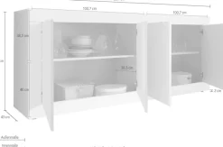 Home affaire Sideboard »Basic Breite 207 cm, Kommode 4 Türen, Anrichte,« Metallgriff, moderne Rahmenoptik, viel Stauraum, Farbauswahl