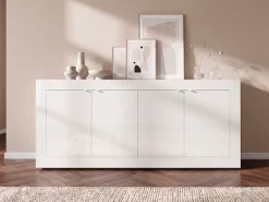 Home affaire Sideboard »Basic Breite 207 cm, Kommode 4 Türen, Anrichte,« Metallgriff, moderne Rahmenoptik, viel Stauraum, Farbauswahl
