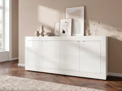 Home affaire Sideboard »Basic Breite 207 cm, Kommode 4 Türen, Anrichte,« Metallgriff, moderne Rahmenoptik, viel Stauraum, Farbauswahl