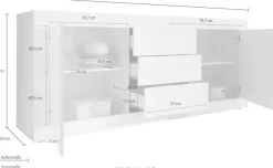 Home affaire Sideboard »Basic Breite 210 cm, Kommode 2 Türen, 3 Schubkästen, Anrichte,« Metallgriff, moderne Rahmenoptik, viel Stauraum, Farbauswahl