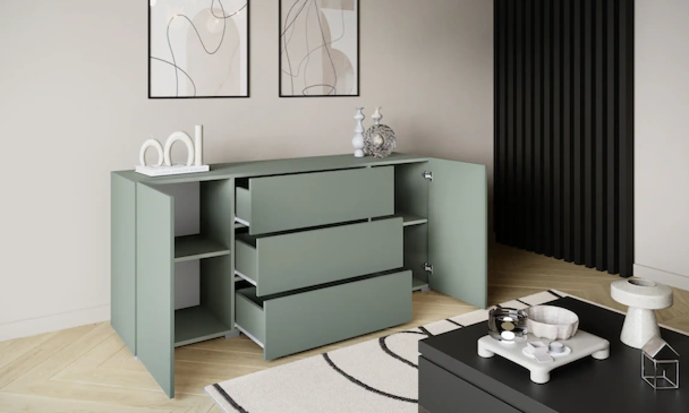 Home affaire Sideboard »BERLIN« Moderne grifflose Kommode Breite 150 cm, 4 Schubkästen/ 2 Türen
