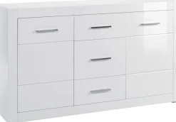 Home affaire Sideboard »Bianco, moderner Schrank, Kommode in Weiß Hochglanz« silberne Metallgriffe, ausreichend Stauraum, zeitlos, 164 cm breit