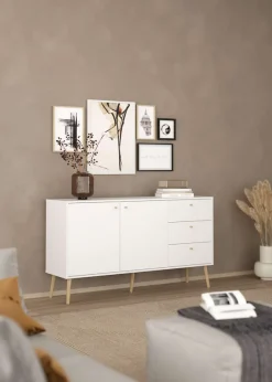 Home affaire Sideboard »Bodo, Aufbewahrung, Schubladenschrank, Sideboard,« Kommode mit 2 Türen, 3 Schubladen, Breite 147 cm