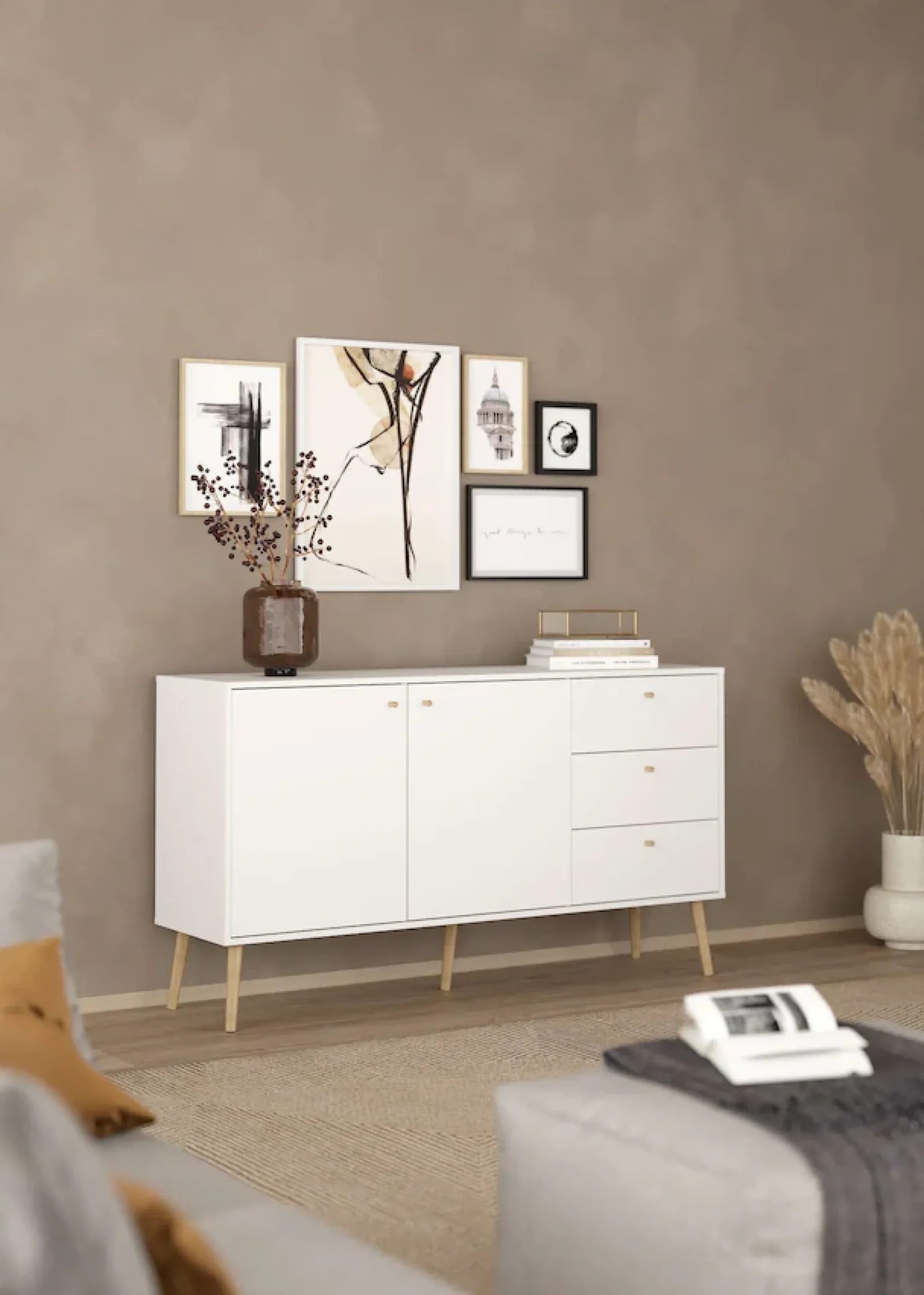 Home affaire Sideboard »Bodo, Aufbewahrung, Schubladenschrank, Sideboard,« Kommode mit 2 Türen, 3 Schubladen, Breite 147 cm