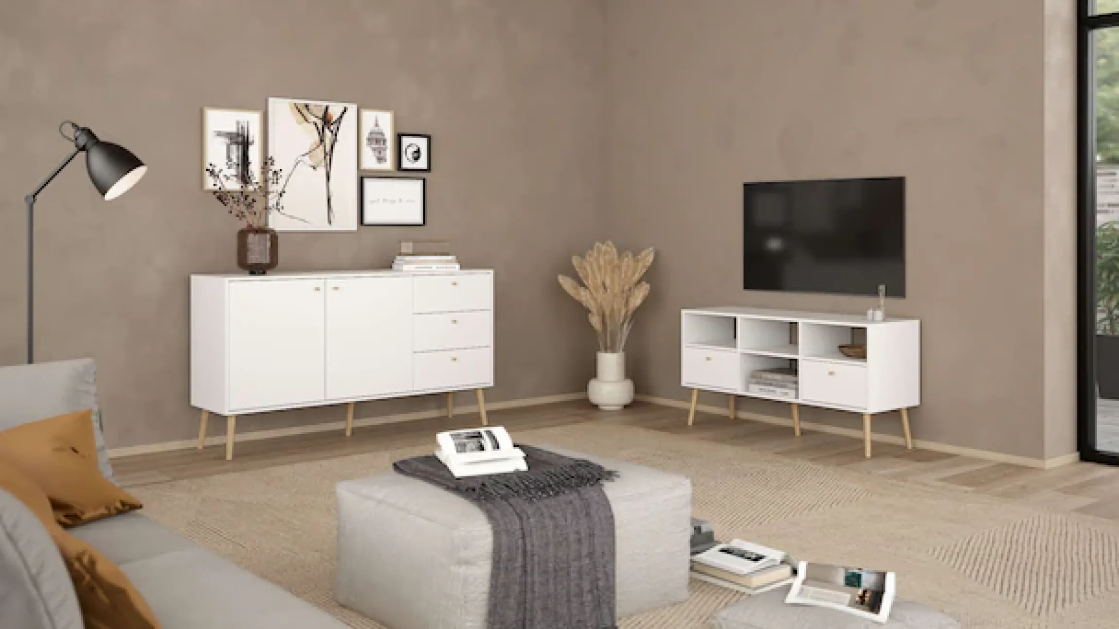 Home affaire Sideboard »Bodo, Aufbewahrung, Schubladenschrank, Sideboard,« Kommode mit 2 Türen, 3 Schubladen, Breite 147 cm