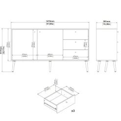 Home affaire Sideboard »Bodo, Aufbewahrung, Schubladenschrank, Sideboard,« Kommode mit 2 Türen, 3 Schubladen, Breite 147 cm