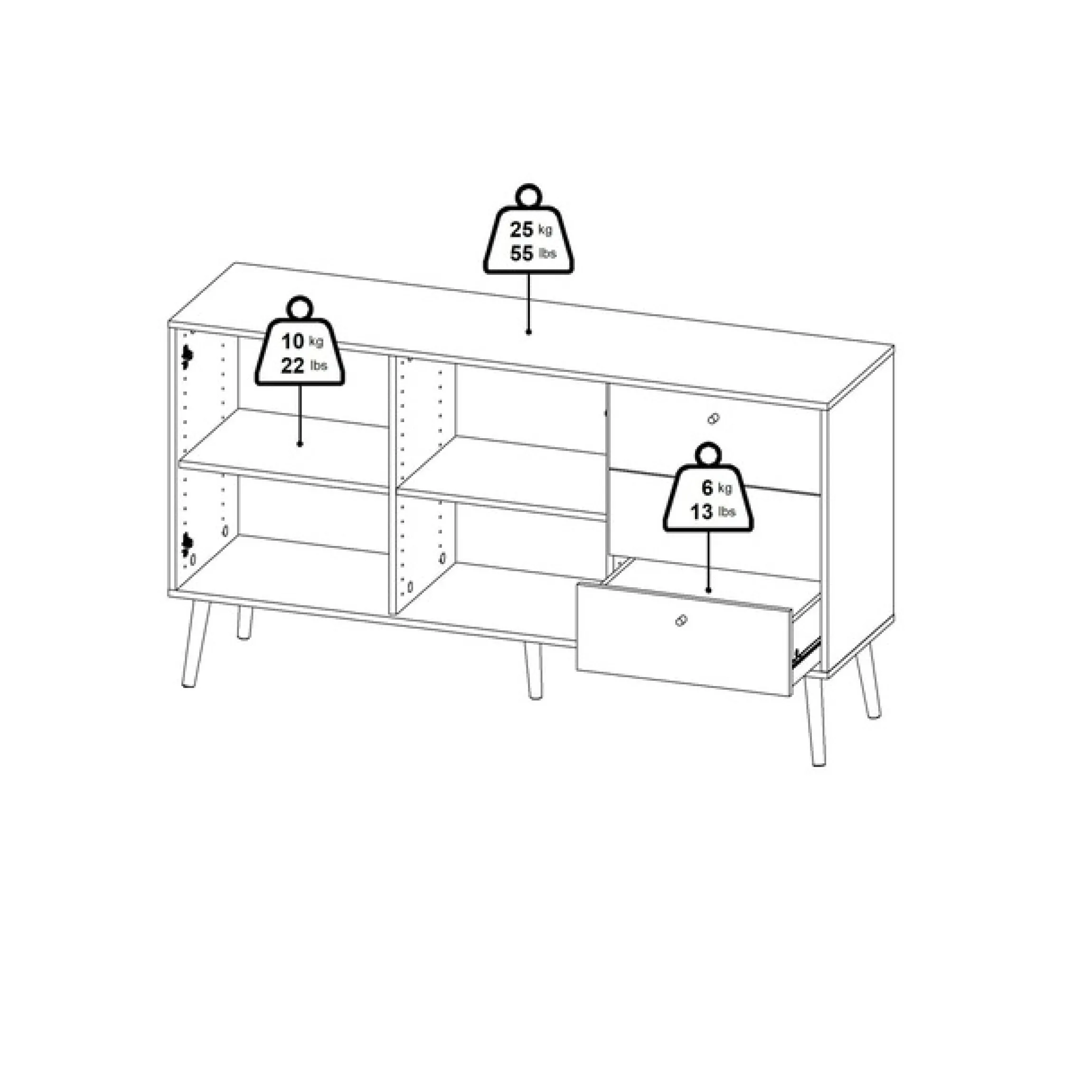 Home affaire Sideboard »Bodo, Aufbewahrung, Schubladenschrank, Sideboard,« Kommode mit 2 Türen, 3 Schubladen, Breite 147 cm
