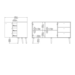 Home affaire Sideboard »Bodo, Aufbewahrung, Schubladenschrank, Sideboard,« Kommode mit 2 Türen, 3 Schubladen, Breite 147 cm