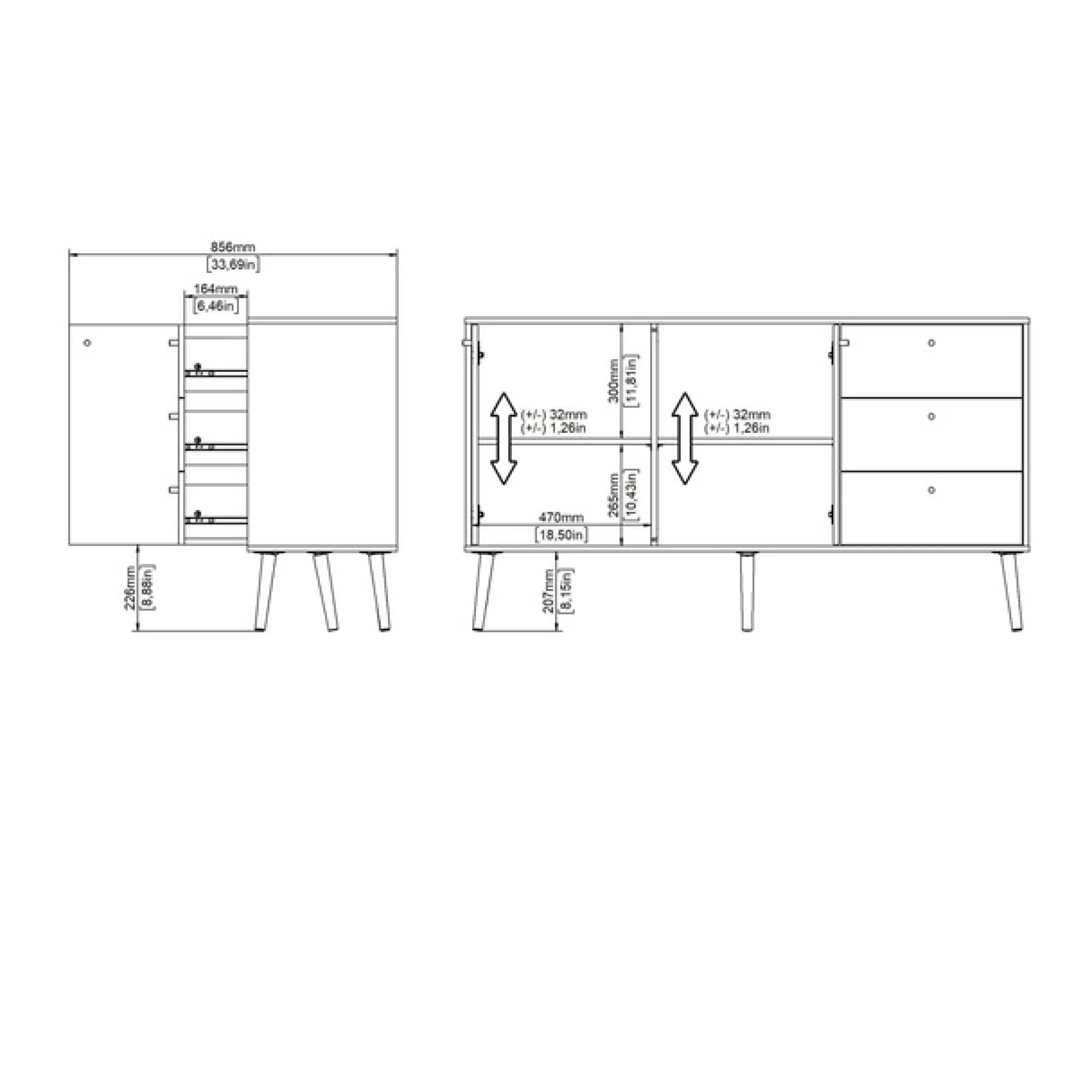 Home affaire Sideboard »Bodo, Aufbewahrung, Schubladenschrank, Sideboard,« Kommode mit 2 Türen, 3 Schubladen, Breite 147 cm