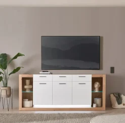 Home affaire Sideboard »Brixen, moderne Kommode, Stauraumelement in Eiche Evoke Dekor« Metallgriffe, ausreichend Stauraum, vielseitig einsetzbar
