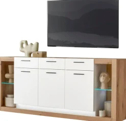 Home affaire Sideboard »Brixen, moderne Kommode, Stauraumelement in Eiche Evoke Dekor« Metallgriffe, ausreichend Stauraum, vielseitig einsetzbar