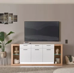 Home affaire Sideboard »Brixen, moderne Kommode, Stauraumelement in Eiche Evoke Dekor« Metallgriffe, ausreichend Stauraum, vielseitig einsetzbar