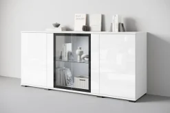 Home affaire Sideboard »Caro, modernes Design mit Glaseinsätzen, Breite 150 cm« 1 Stk. tlg. Grifflose Fronten mit Push-to-Open, höhenverstellbare Einlegeböden,