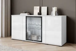Home affaire Sideboard »Caro, modernes Design mit Glaseinsätzen, Breite 150 cm« 1 Stk. tlg. Grifflose Fronten mit Push-to-Open, höhenverstellbare Einlegeböden,
