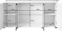 Home affaire Sideboard »Caro, modernes Design mit Glaseinsätzen, Breite 150 cm« 1 Stk. tlg. Grifflose Fronten mit Push-to-Open, höhenverstellbare Einlegeböden,