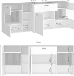 Home affaire Sideboard »Dalano« Breite ca.199 cm