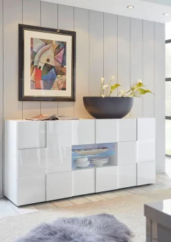 Home affaire Sideboard »Dama Breite 181, Kommode 2 Türen u. 2 Schubkästen, Anrichte« Front in 3D-Optik, viel Stauraum, verschiedene Farben