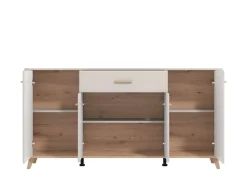 Home affaire Sideboard »Darwen Kombikommode, Sideboard, Schubladenkommode« Abgerundete Kanten, matte Kaschmir-Oberflächen, Maße: 179,5x40x90,5 cm