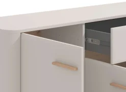 Home affaire Sideboard »Darwen Kombikommode, Sideboard, Schubladenkommode« Abgerundete Kanten, matte Kaschmir-Oberflächen, Maße: 179,5x40x90,5 cm