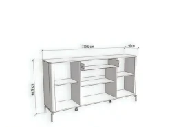 Home affaire Sideboard »Darwen Kombikommode, Sideboard, Schubladenkommode« Abgerundete Kanten, matte Kaschmir-Oberflächen, Maße: 179,5x40x90,5 cm