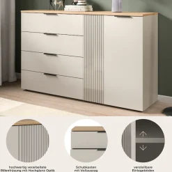 Home affaire Sideboard »EDIL, Breite 180 cm, 5 Türen, 1 Schubkasten, 5 Einlegeböden, 8 Fächer« Garderobenschrank, Schuhschrank, Schuhkommode, Kommode, Anrichte