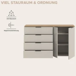 Home affaire Sideboard »EDIL, Breite 180 cm, 5 Türen, 1 Schubkasten, 5 Einlegeböden, 8 Fächer« Garderobenschrank, Schuhschrank, Schuhkommode, Kommode, Anrichte