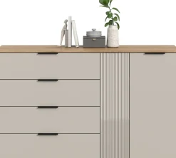 Home affaire Sideboard »EDIL, Breite 180 cm, 5 Türen, 1 Schubkasten, 5 Einlegeböden, 8 Fächer« Garderobenschrank, Schuhschrank, Schuhkommode, Kommode, Anrichte