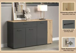 Home affaire Sideboard »Estepona« 1 Stk. tlg. Kommode, Akustikpaneel-Look; Breite 150 cm