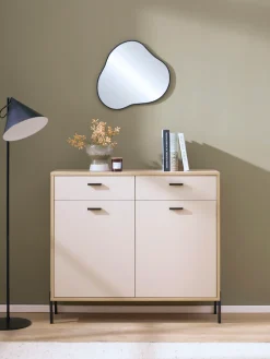 Home affaire Sideboard »Fredericia, moderne Kommode, Schrank in Kaschmir, 115 cm breit« zeitlos, schwarze Metallgriffe und -füße, ausreichend Stauraum