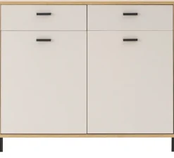 Home affaire Sideboard »Fredericia, moderne Kommode, Schrank in Kaschmir, 115 cm breit« zeitlos, schwarze Metallgriffe und -füße, ausreichend Stauraum